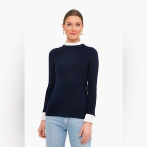 Tuckernuck Navy Rosemary Eyelet Knit Top
